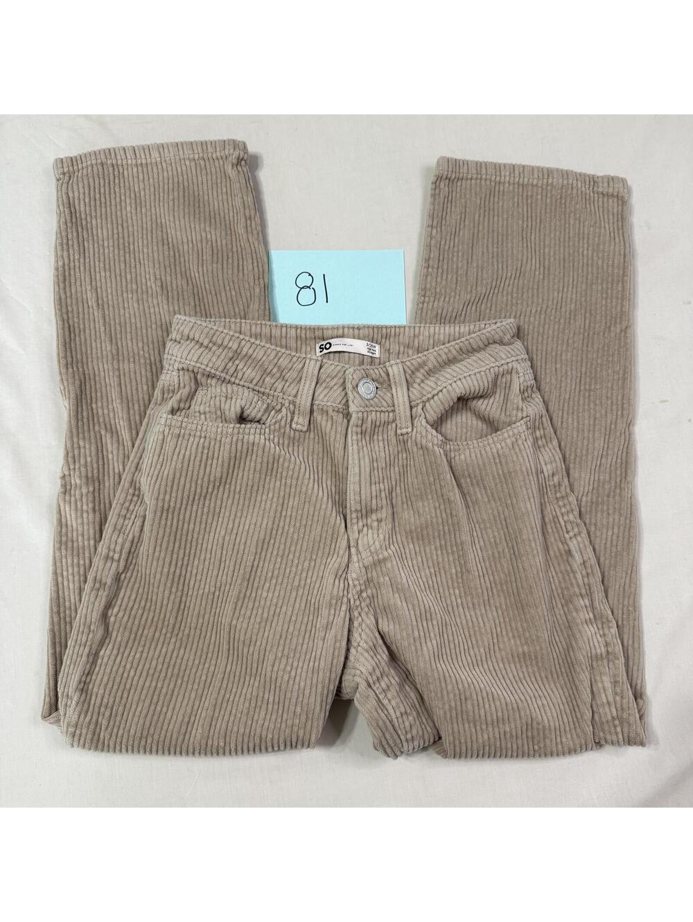 SO Tan Corduroy High Rise Straight Pants Juniors Size 3